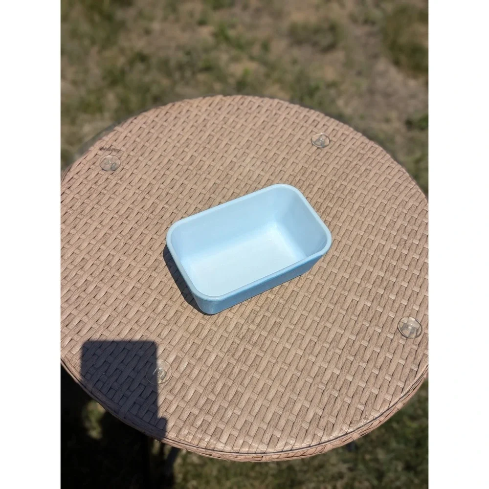Vintage MCM Pyrex Primary Blue‎ 502-B Fridgie Dish w 502-C Lid USA
